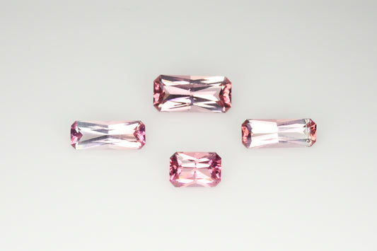 Faceted pink tourmaline bi-color tourmaline set 6 ct