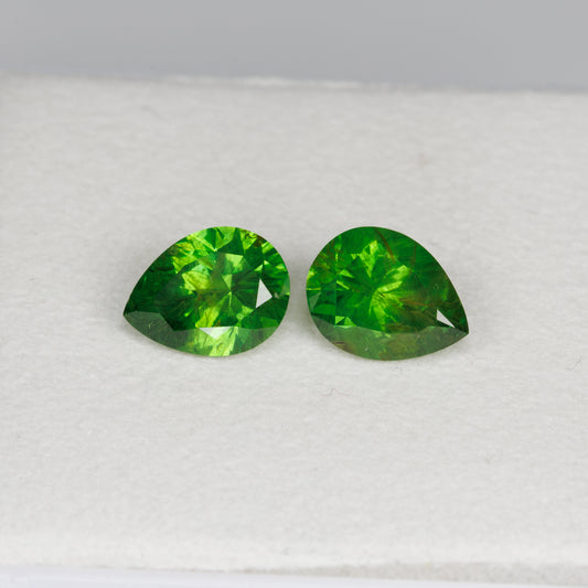 2.6 cts, Rare faceted Russian demantoid garnet pear shape