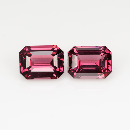 Faceted octagon pink garnet pair, 8.1 cts