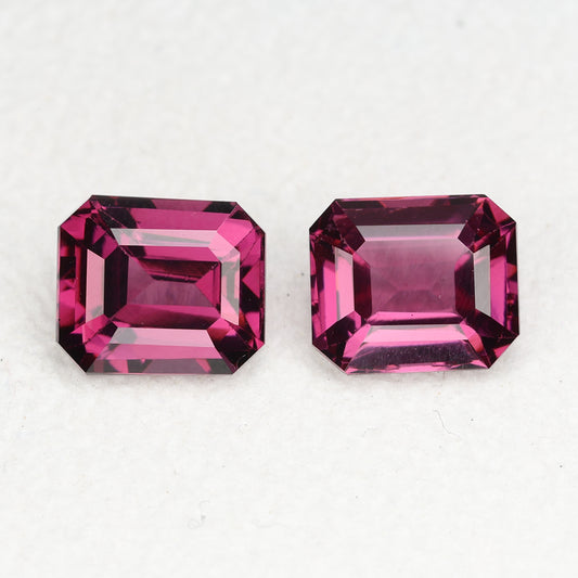 Faceted rhodolite garnet pair