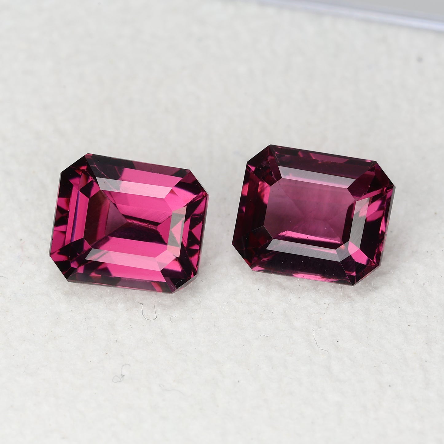 Faceted rhodolite garnet pair