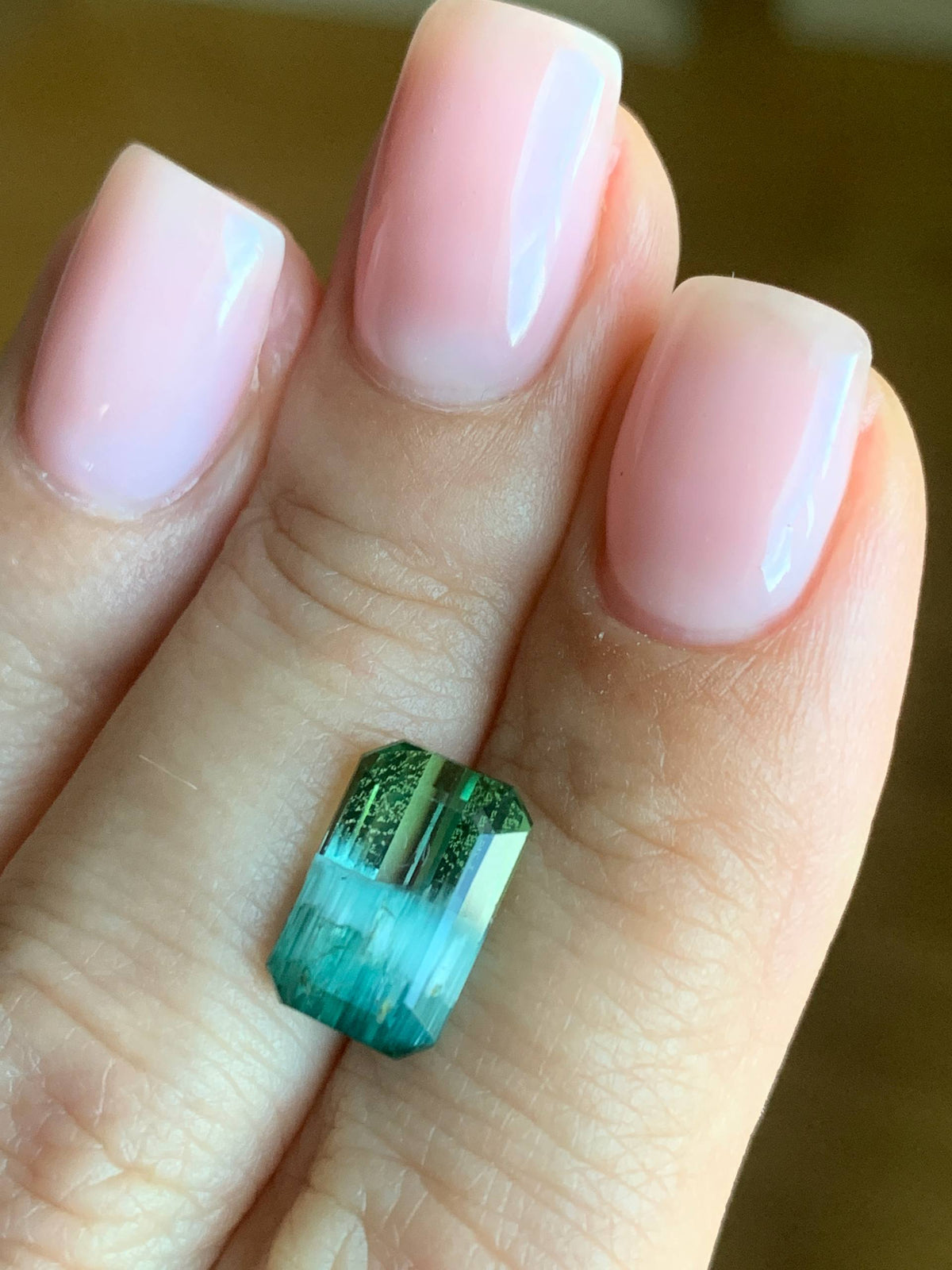 4.64 cts, Rare Bi-Color Cat’s Eye Green Tourmaline