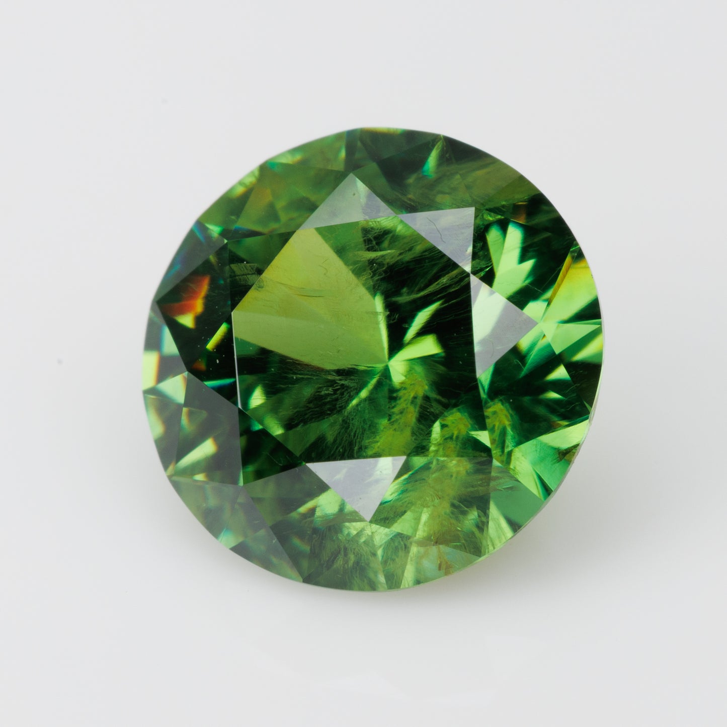 2.57 ct, Rare Certified Russian faceted vivid green demantoid garnet