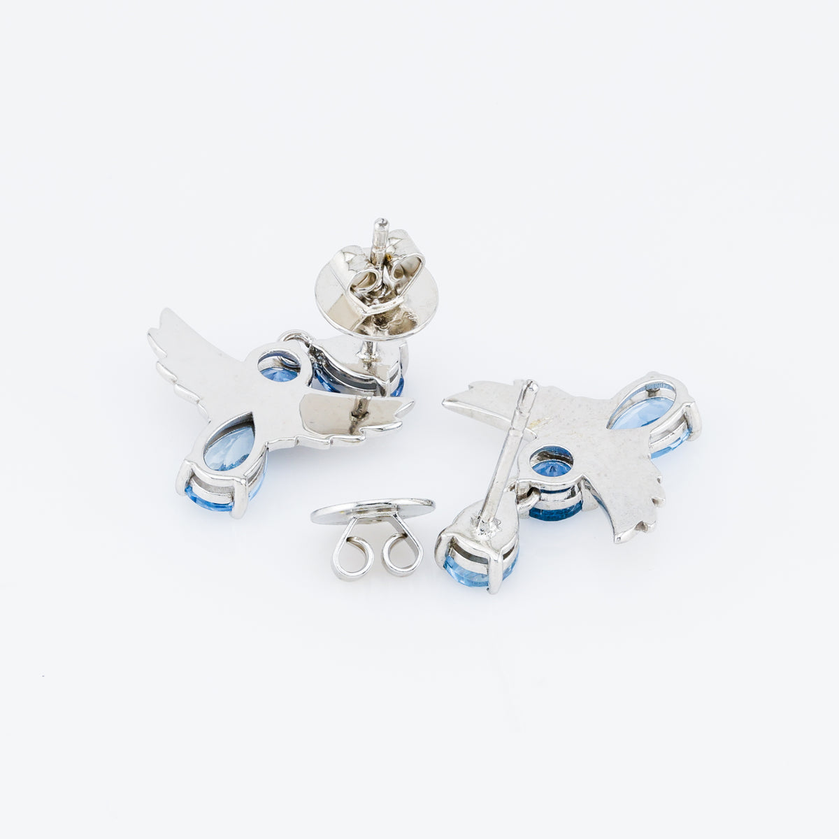 Natural aquamarine angel silver earrings