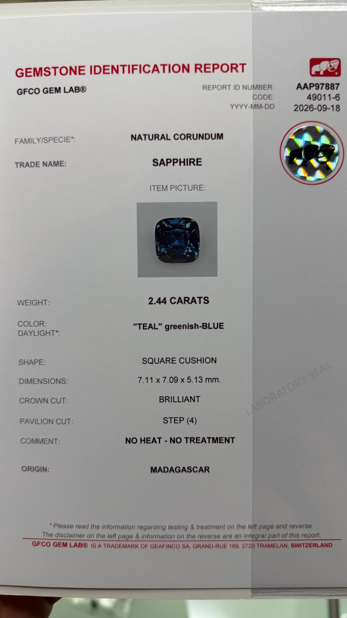 2.44 cts, Faceted natural teal sapphire