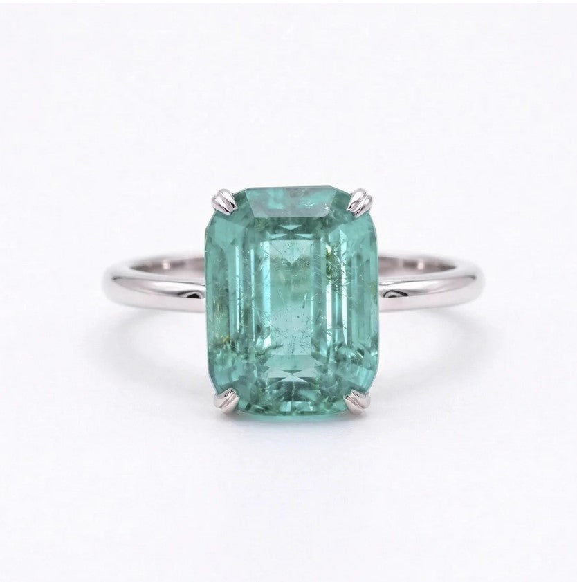Faceted sea foam tourmaline golden ring