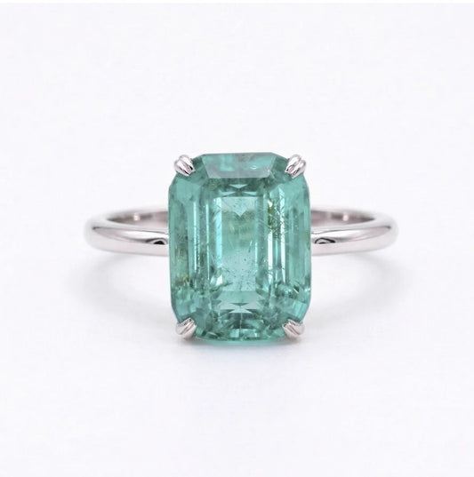 Faceted sea foam tourmaline golden ring