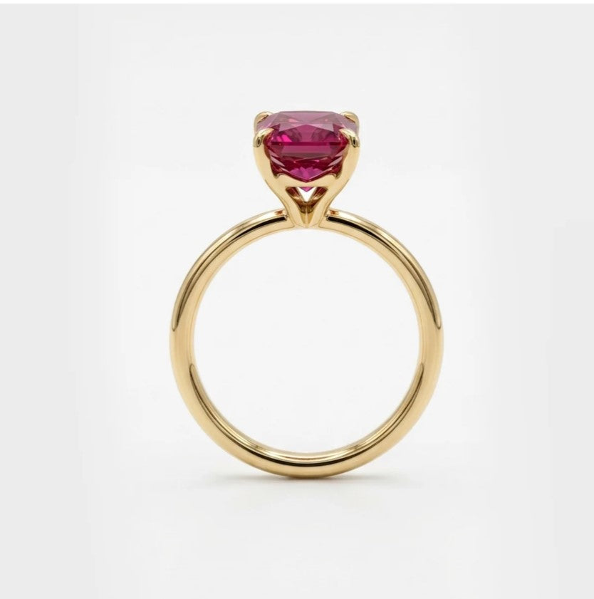 Ring with Barbie pink tourmaline golden ring 6 size