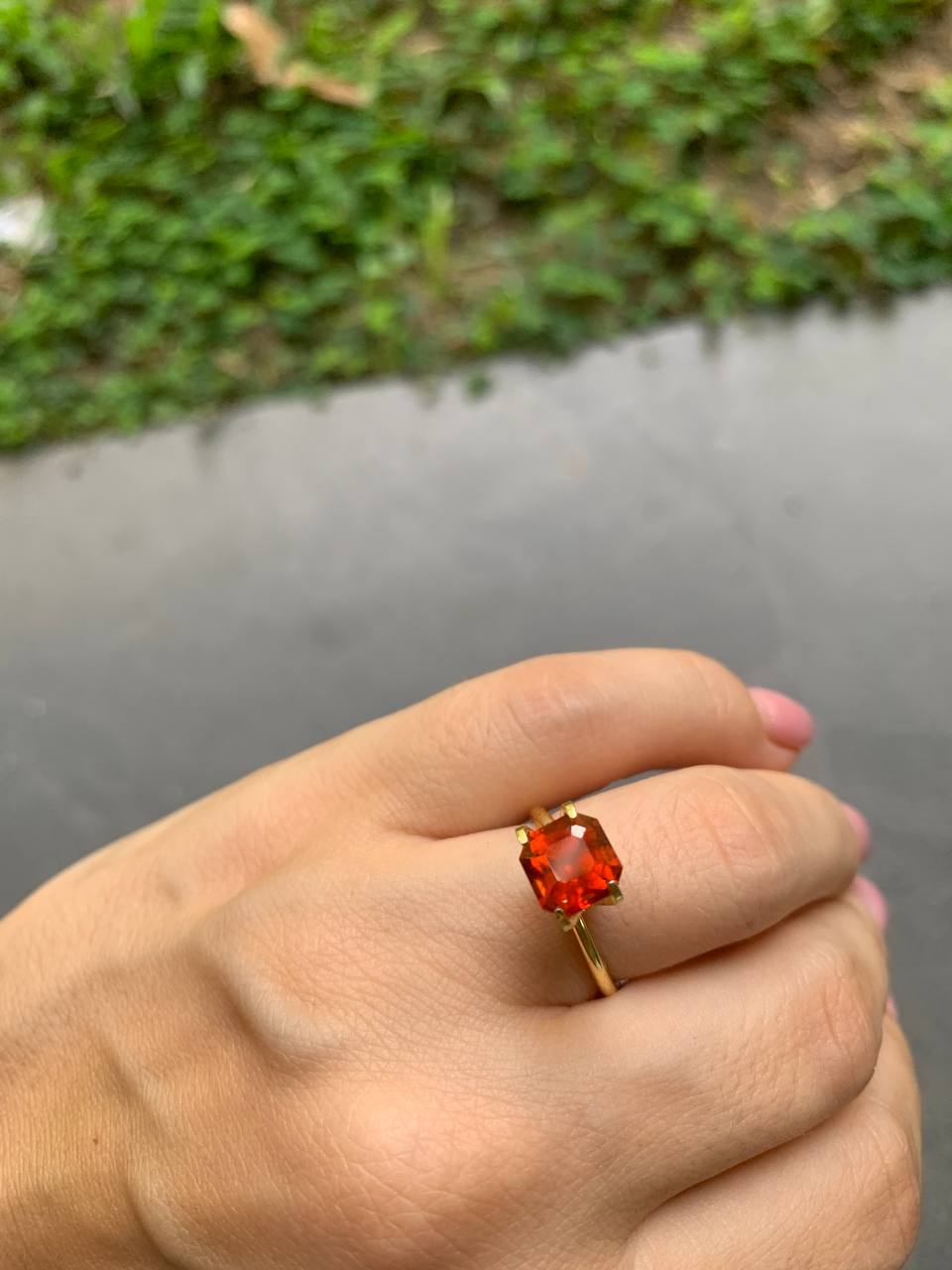 Faceted spessartite garnet Asher cut 3.36 ct