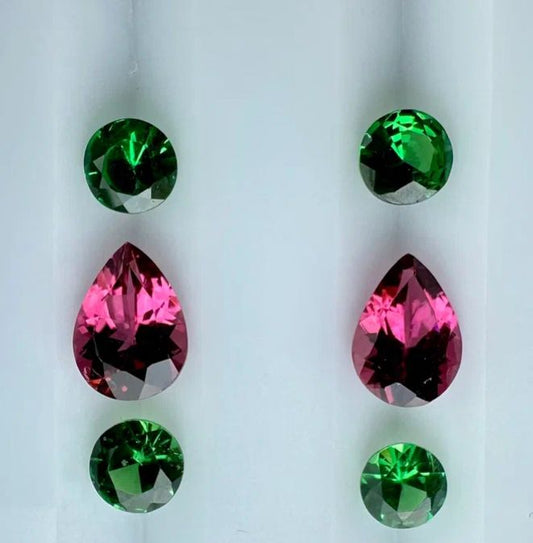 Tourmaline pair 1.24 ct, Tsavorite pair 0.55 ct