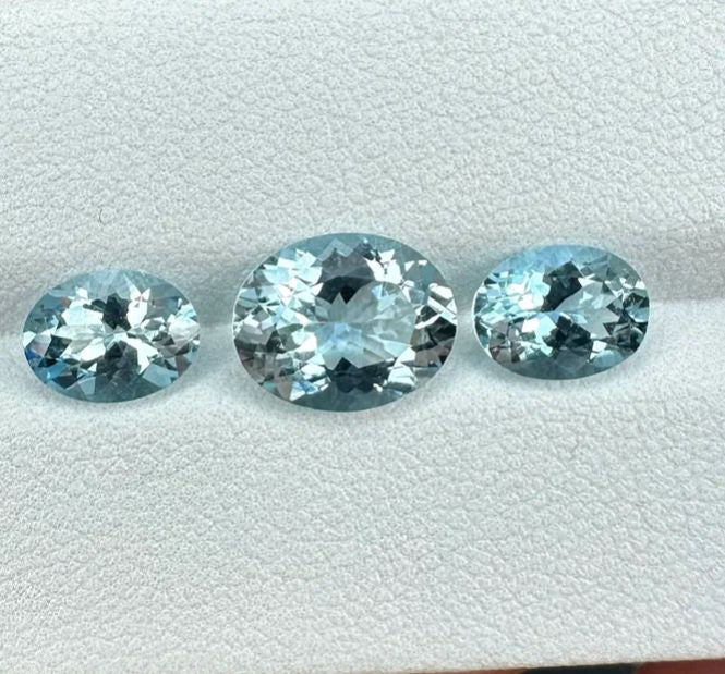 Set of faceted aquamarines RESERVED