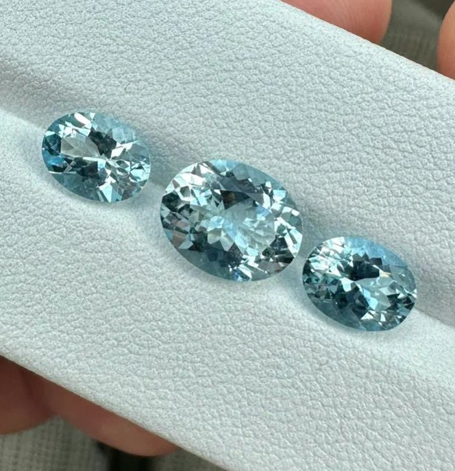 Set of faceted aquamarines RESERVED