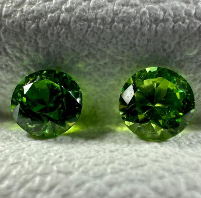 Faceted demantoid pair, 1.3 ct