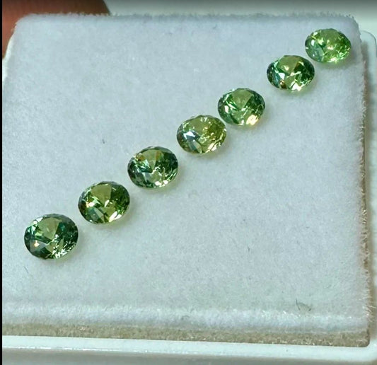 1 carat of calibrated faceted demantoid garnet