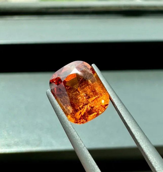 Faceted spessartite orange garnet