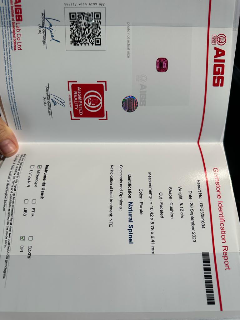 Bright pink Burmese Spinel 5.12 ct