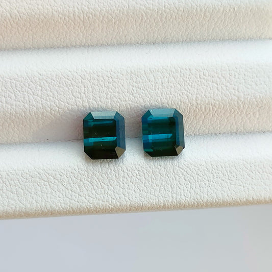 Faceted Blue tourmaline pair 2.65 ct